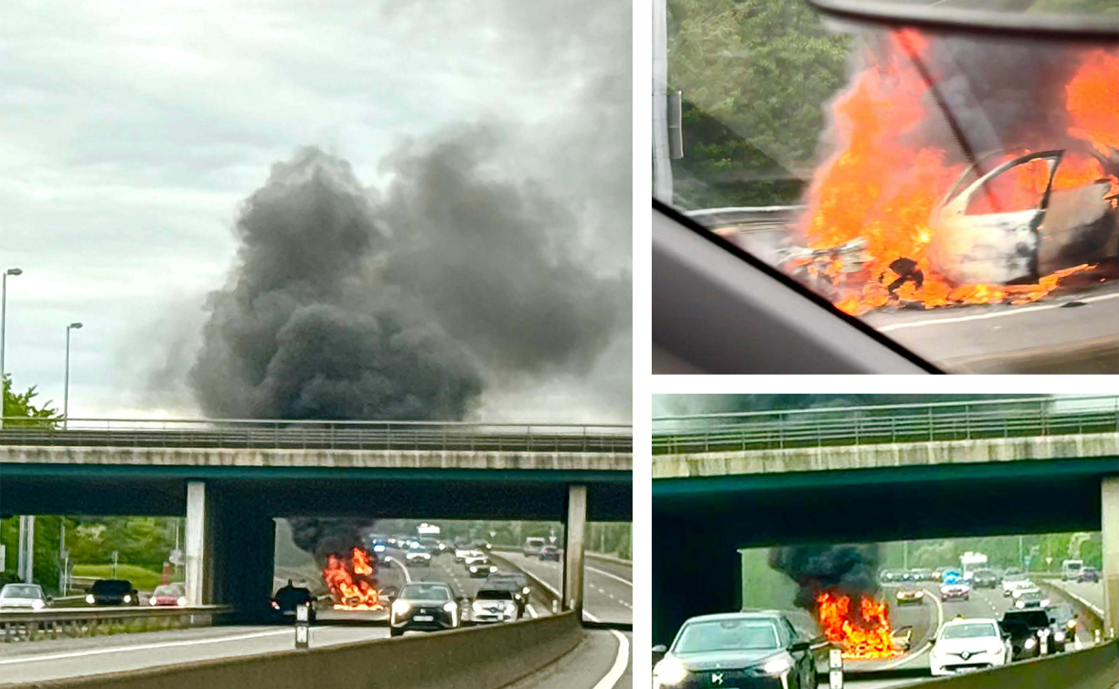Diddelenger Autobunn: Auto a Brand op der A3 suergt um Sonndeg den Owend fir Stau