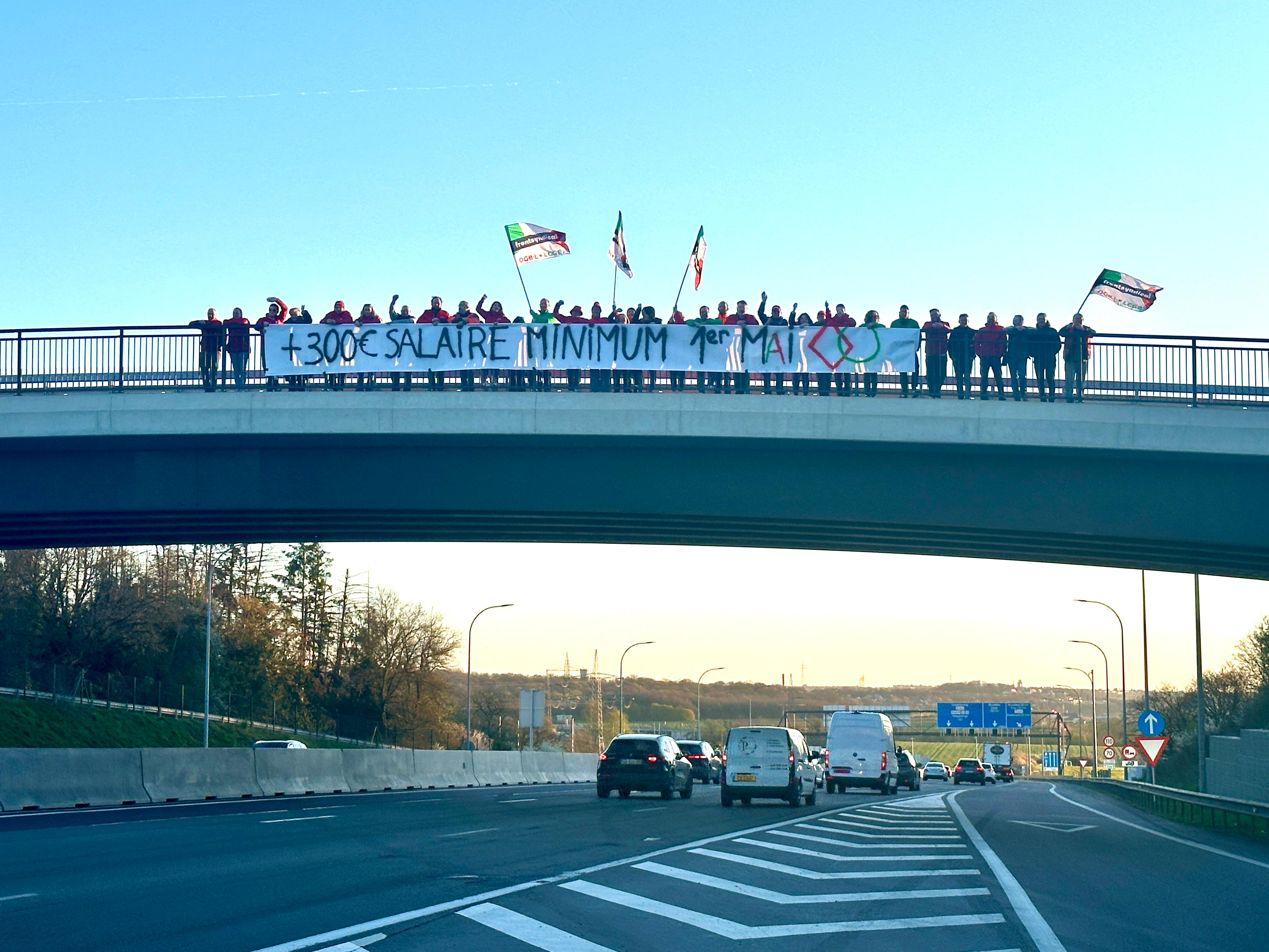 Gewerkschaftsfront mat Aktioun op der A3: 