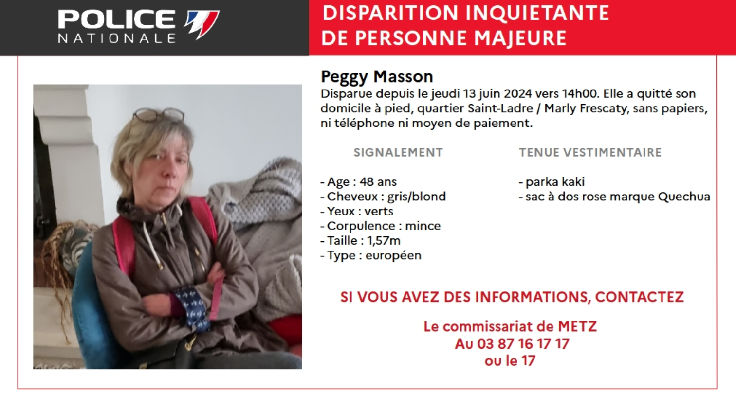 Appel à témoins: Cette femme a disparu près de Metz - RTL Infos