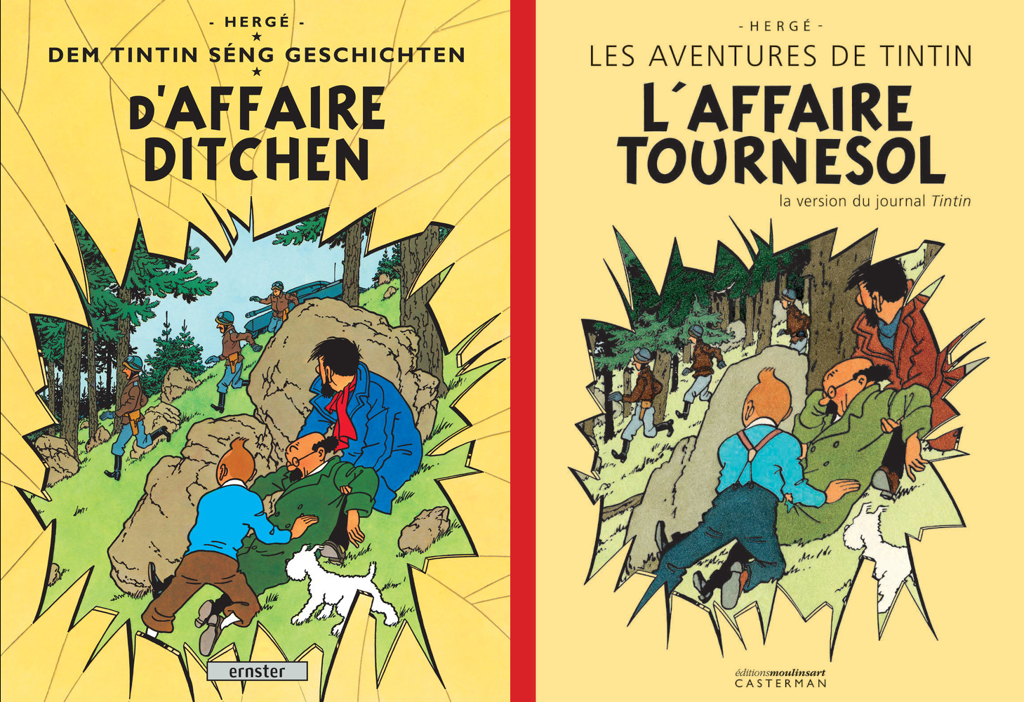Entféierung, Spiounen a kale Krich: Den Tintin mat Bretellen an den Tournesol op Lëtzebuergesch