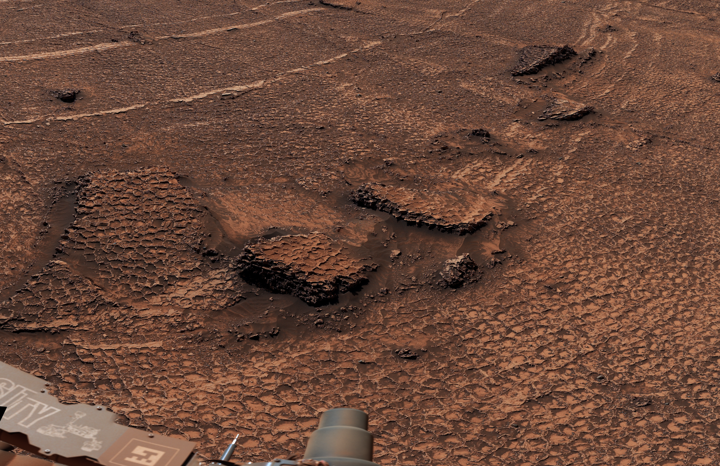 NASA: "Curiosity" huet aussergewéinlech Polygon-Landschaft um Mars entdeckt