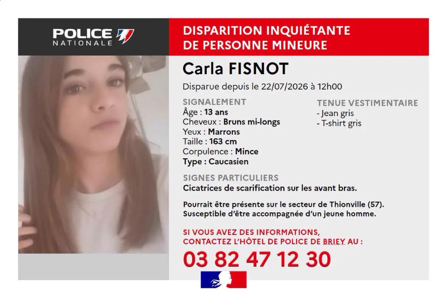 Avis de disparition: Cette adolescente est recherchée près du Luxembourg