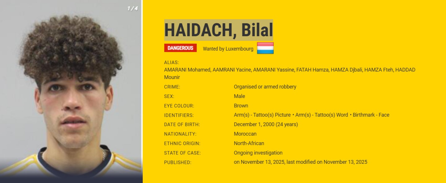 "Europe's Most Wanted": Vu Lëtzebuerg gesichte Bilal Haidach zu Madrid verhaft