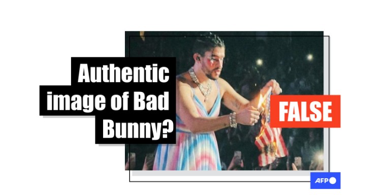 Faktencheck: KI-Bild vum Bad Bunny, deen e Fändel verbrennt, virum Super Bowl an Ëmlaf bruecht