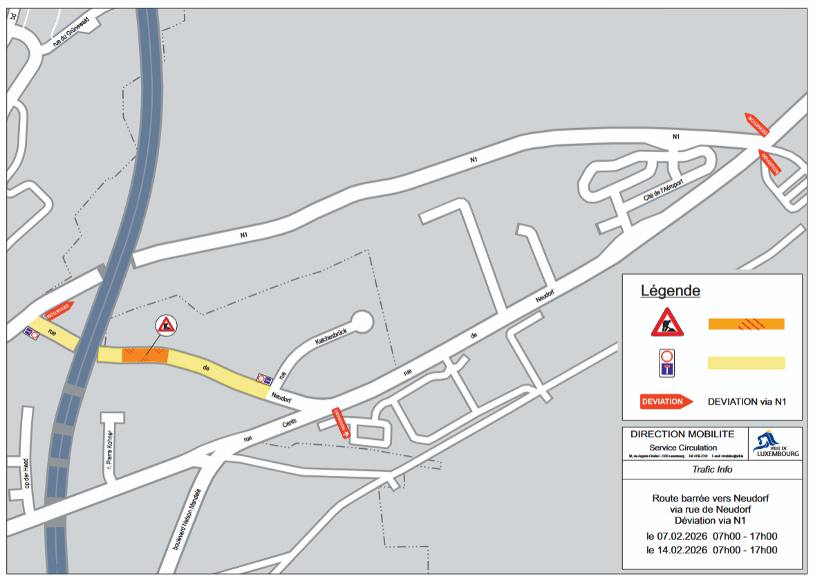 Luxembourg City roadworks: Trees to be felled on Rue de Neudorf