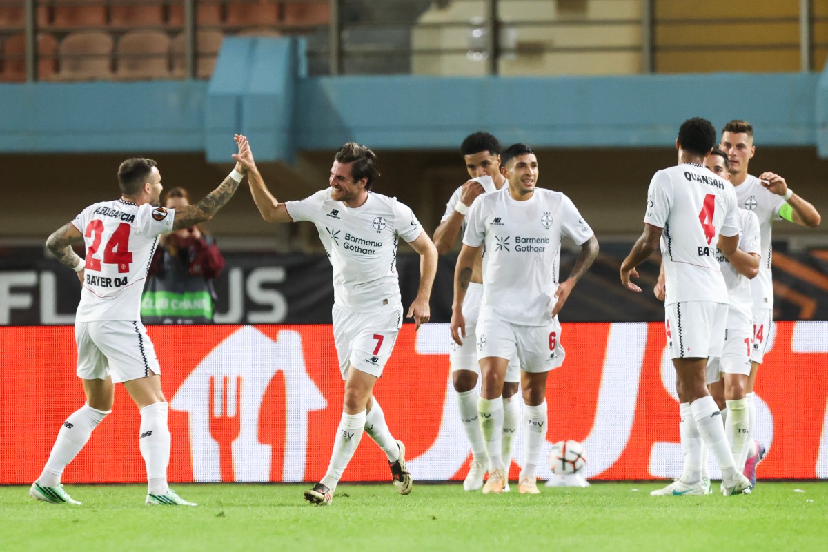 Europa League: Leverkusen wënnt op Kreta, Marseille weider ouni Punkt