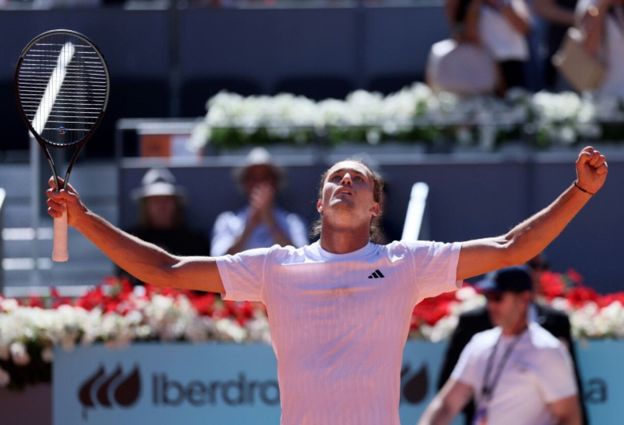 Germany's Alexander Zverev celebrates his victory against Spain's Alejandro Davidovich Fokina