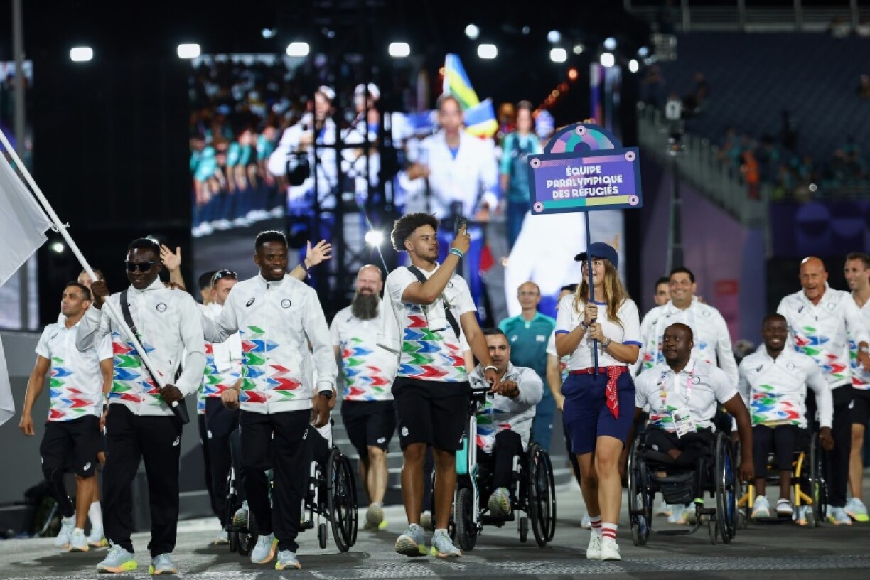 Refugee Team's delegation at the Paralympics opening ceremony