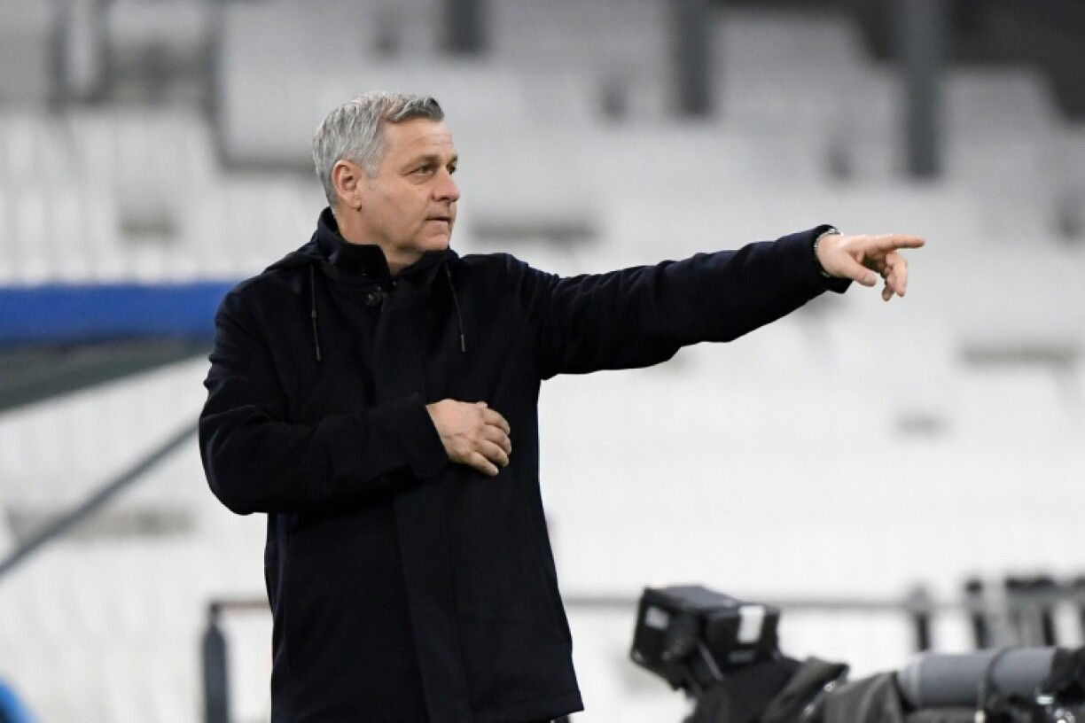 Le nouvel entraîneur du Stade Rennais, Bruno Genesio, lors du match de Ligue 1 à Marseille, le 10 mars 2021