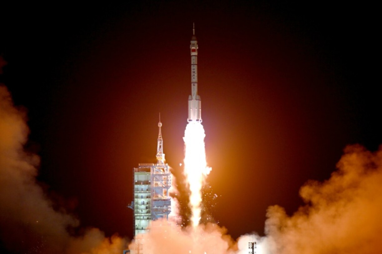 A Long March-2F carrier rocket carrying the Shenzhou-19 spacecraft lifts off from the Jiuquan Satellite Launch Center