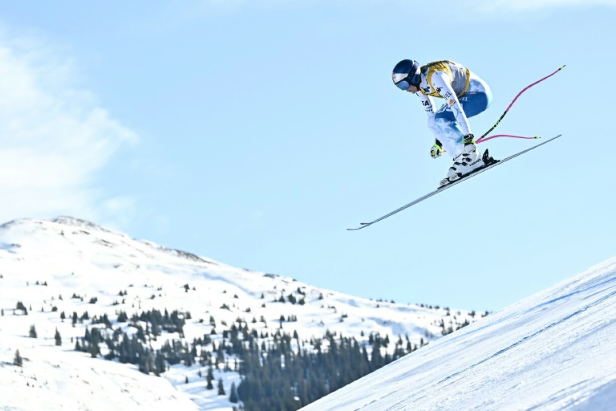 Vonn takes off on her way down the world downhill in Saalbach