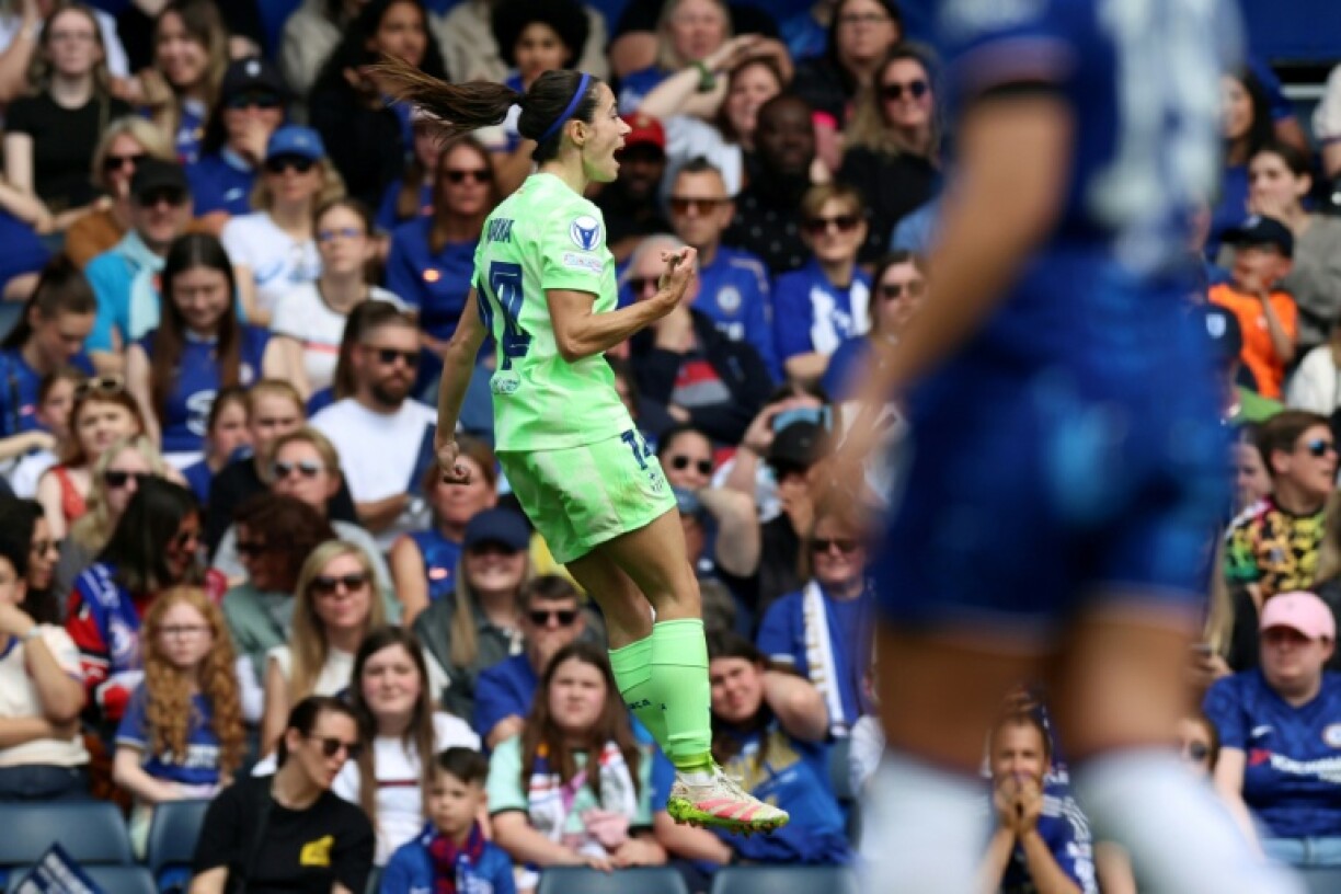 Aitana Bonmati celebrates after scoring in Barca's semi-final demolition of Chelsea