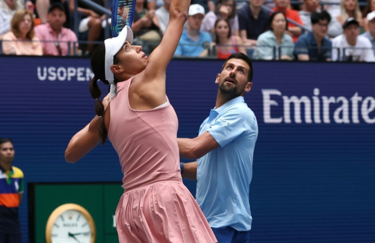 Novak Djokovic teamed up with Olga Danilovic in the US Open mixed doubles but the pair lost in the first round to Daniil Medvedev and Mirra Andreeva
