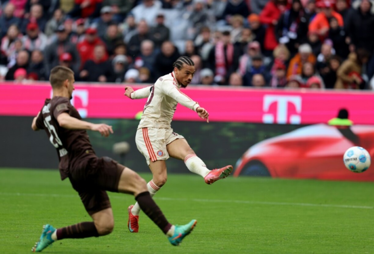 Leroy Sane scores Bayern Munich's second goal against St Pauli