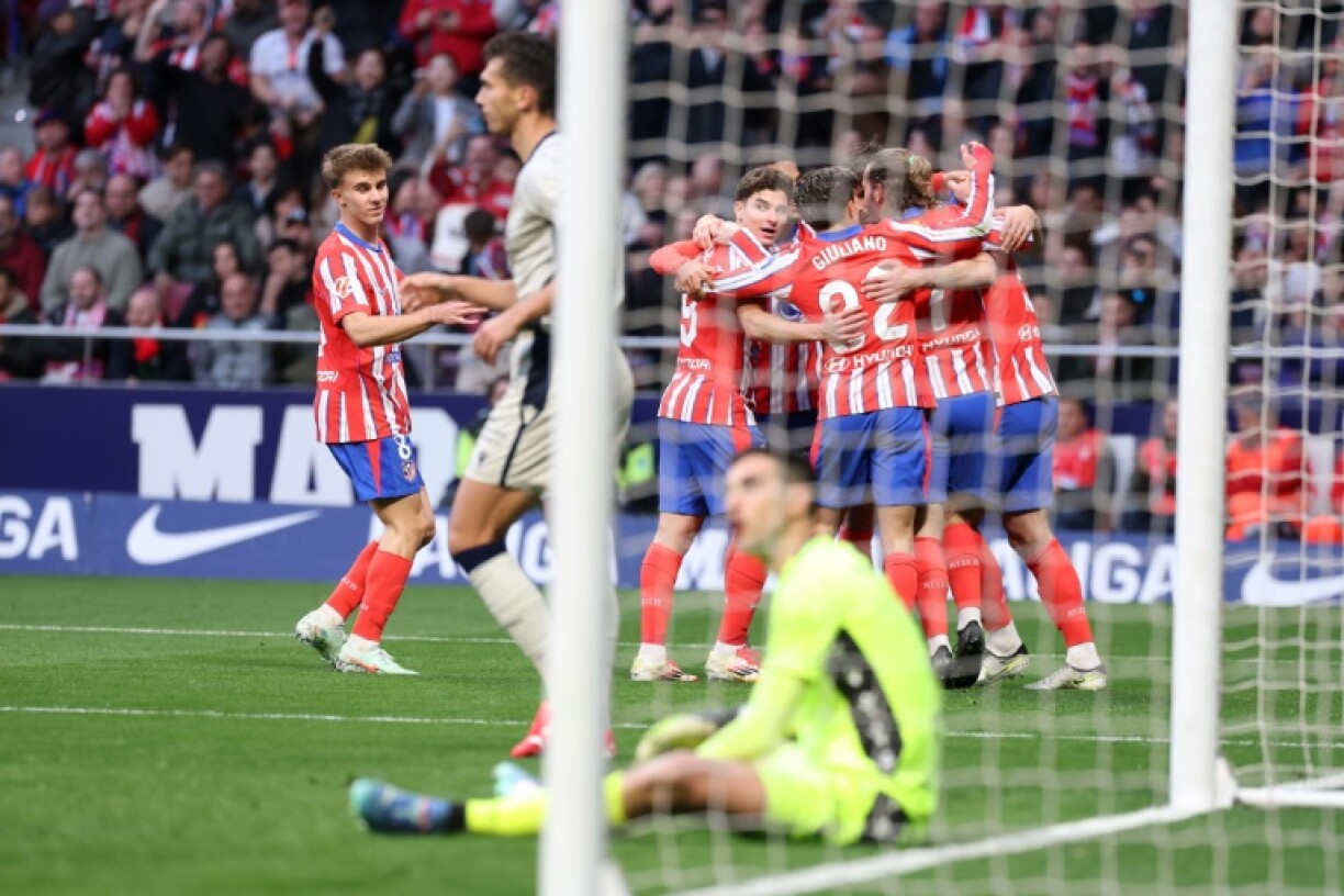 Atletico Madrid forward Julian Alvarez celebrates after scoring his team's winner against Osasuna