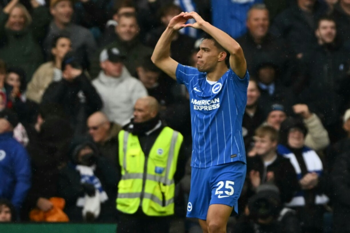 Brighton midfielder Diego Gomez celebrates after scoring against Crystal Palace