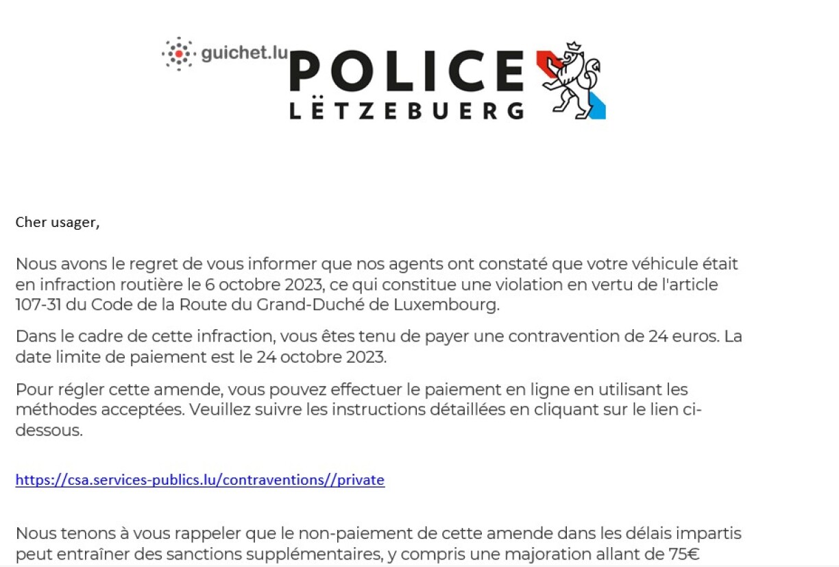 Un exemple de faux e-mail reçu par notre rédaction