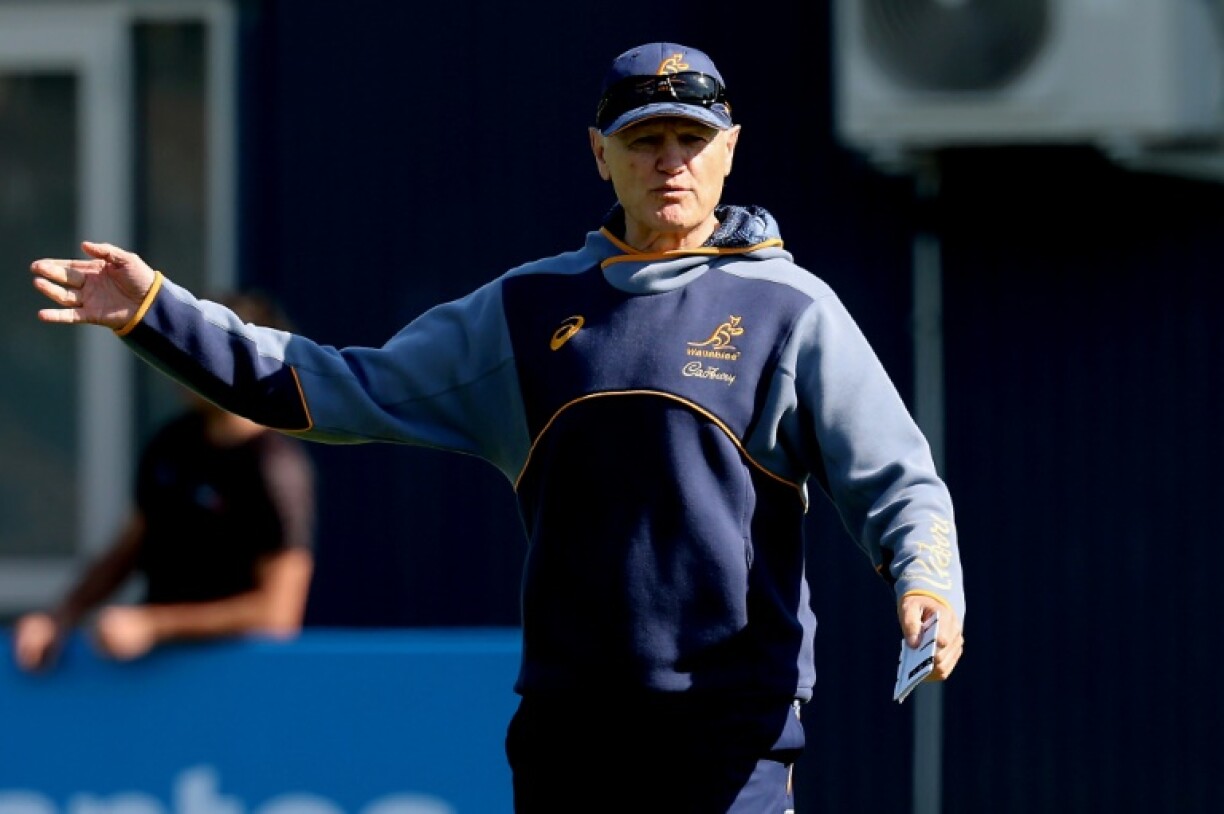 Australia head coach Joe Schmidt monitors training in Brisbane