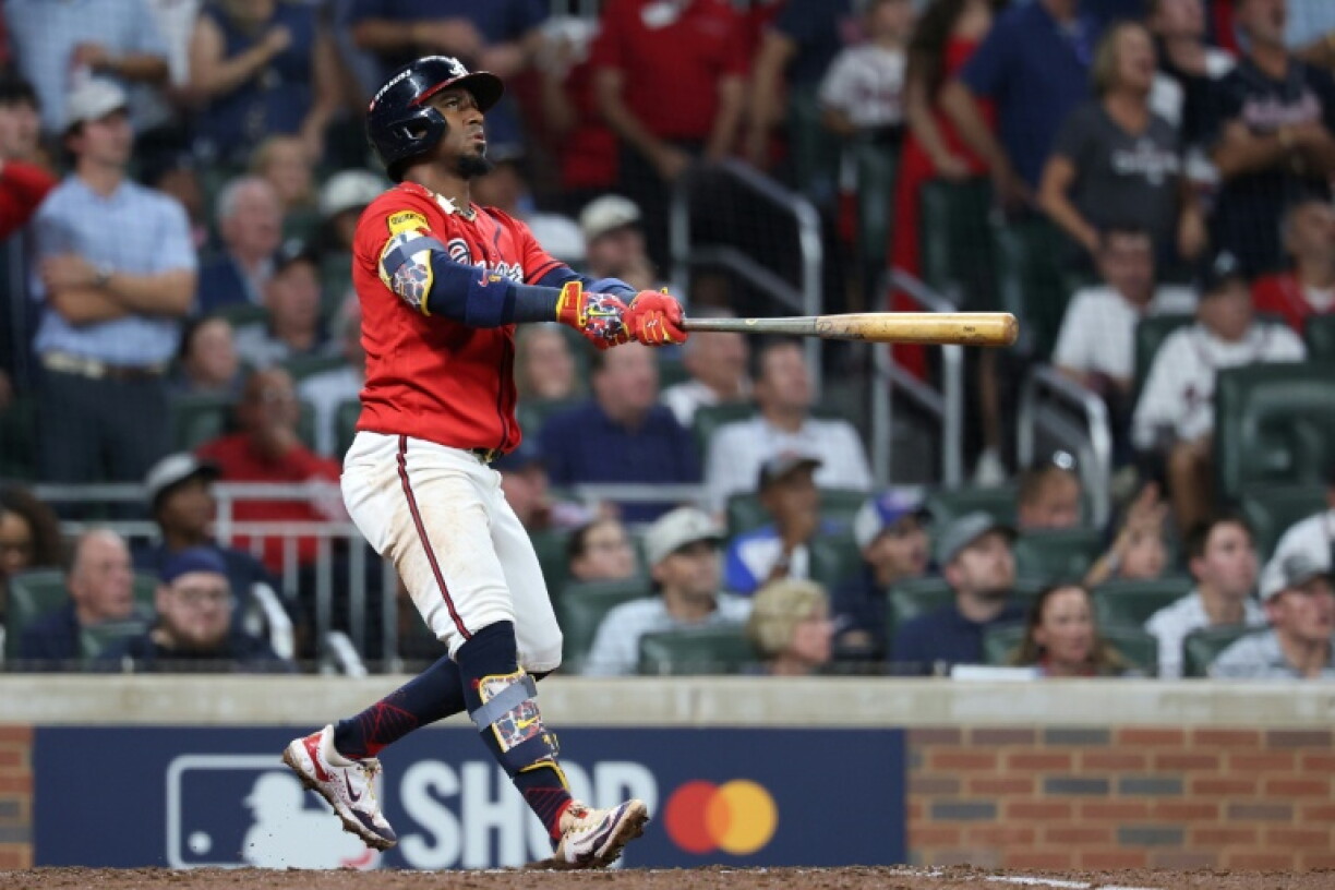 Ozzie Albies blasts a two-run home run in the Atlanta Braves playoff victory over the Philadelphia Phillies