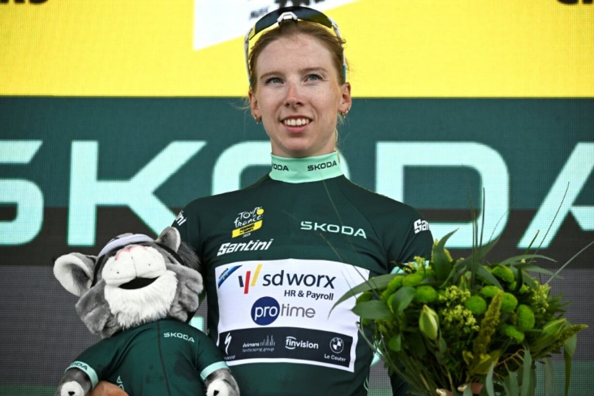 Lorena Wiebes sports the best sprinter's green jersey after winning the fourth stage of the women's Tour de France