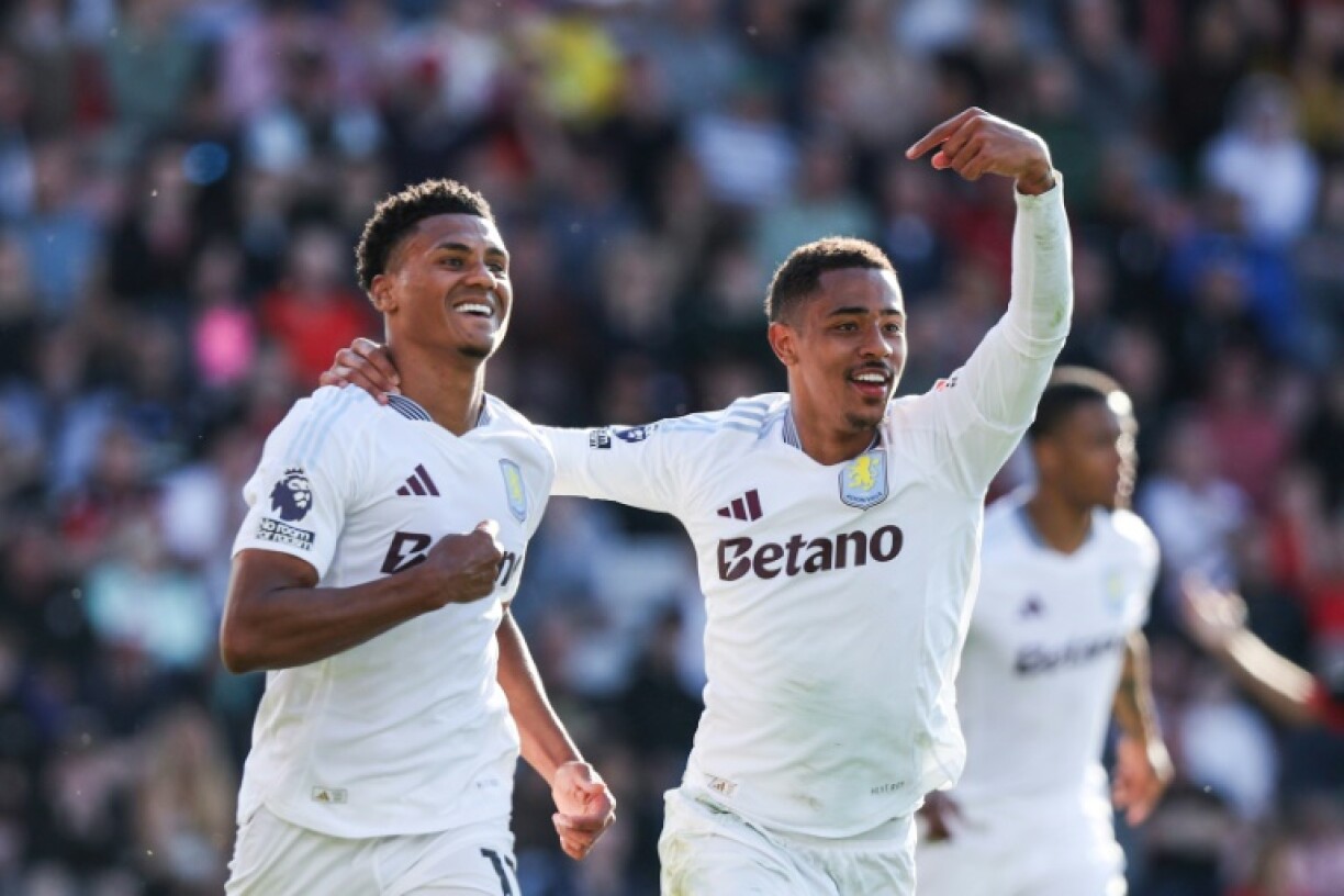 Ollie Watkins (left) celebrates his goal in Aston Villa's 1-0 win at Bournemouth