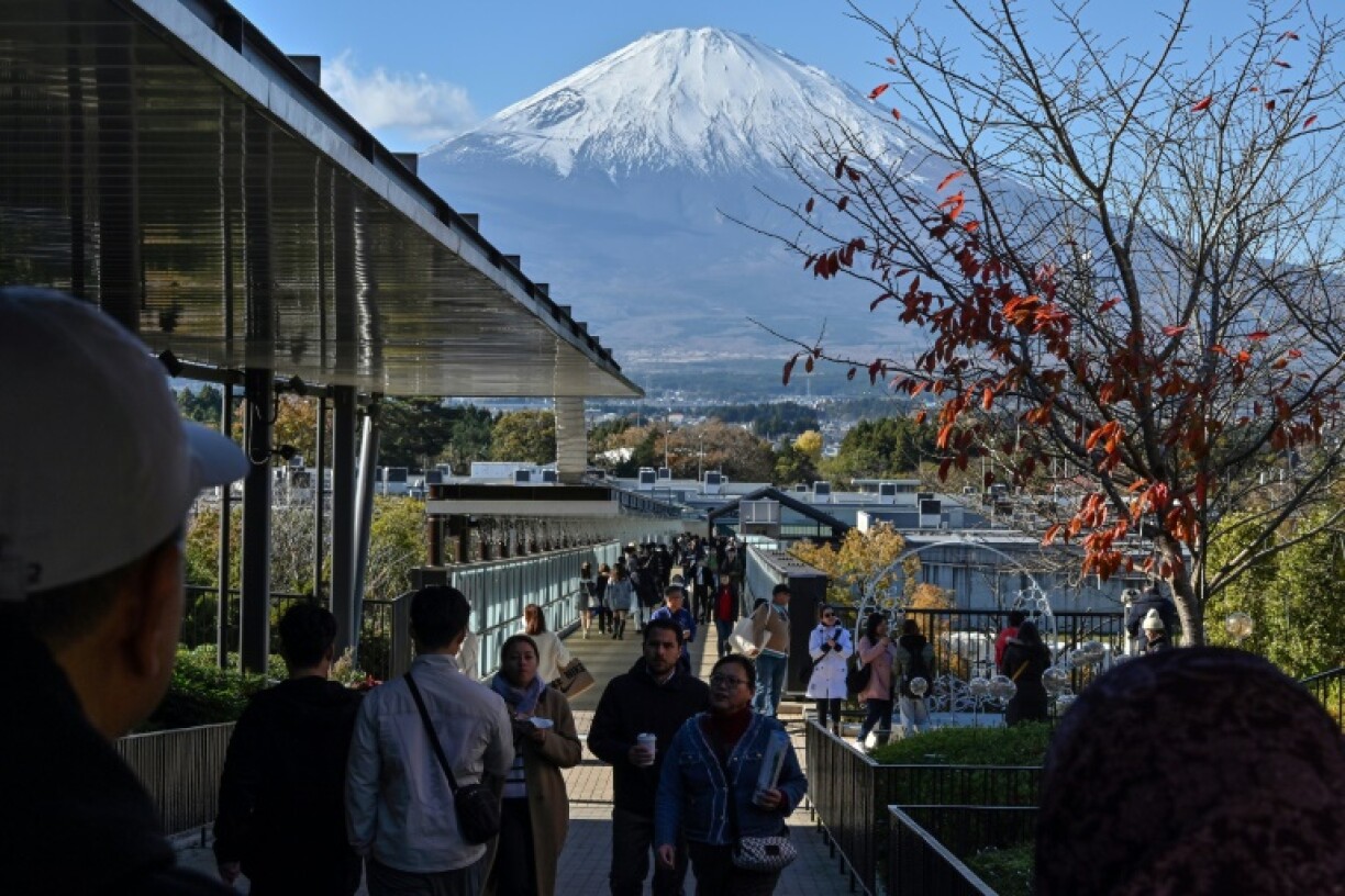 Mount Fuji, an active volcano and Japan's highest peak, is covered in snow for most of the year