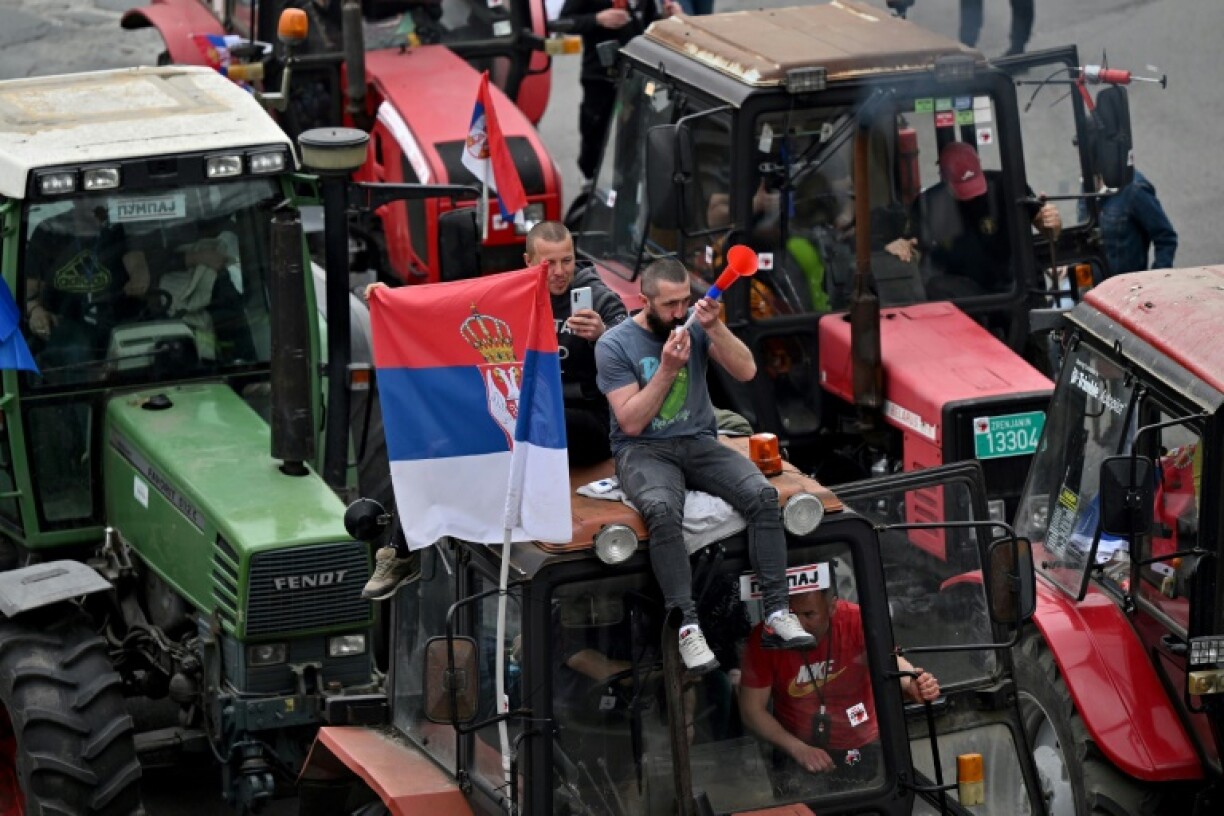 Farmers joined protesters as President Vucic insisted he would not 'let the streets set the rules in this country'