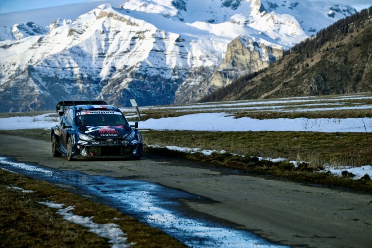 Toyota's French driver Sebastien Ogier leads the way in the Monte Carlo Rally not far from his home in Gap, France
