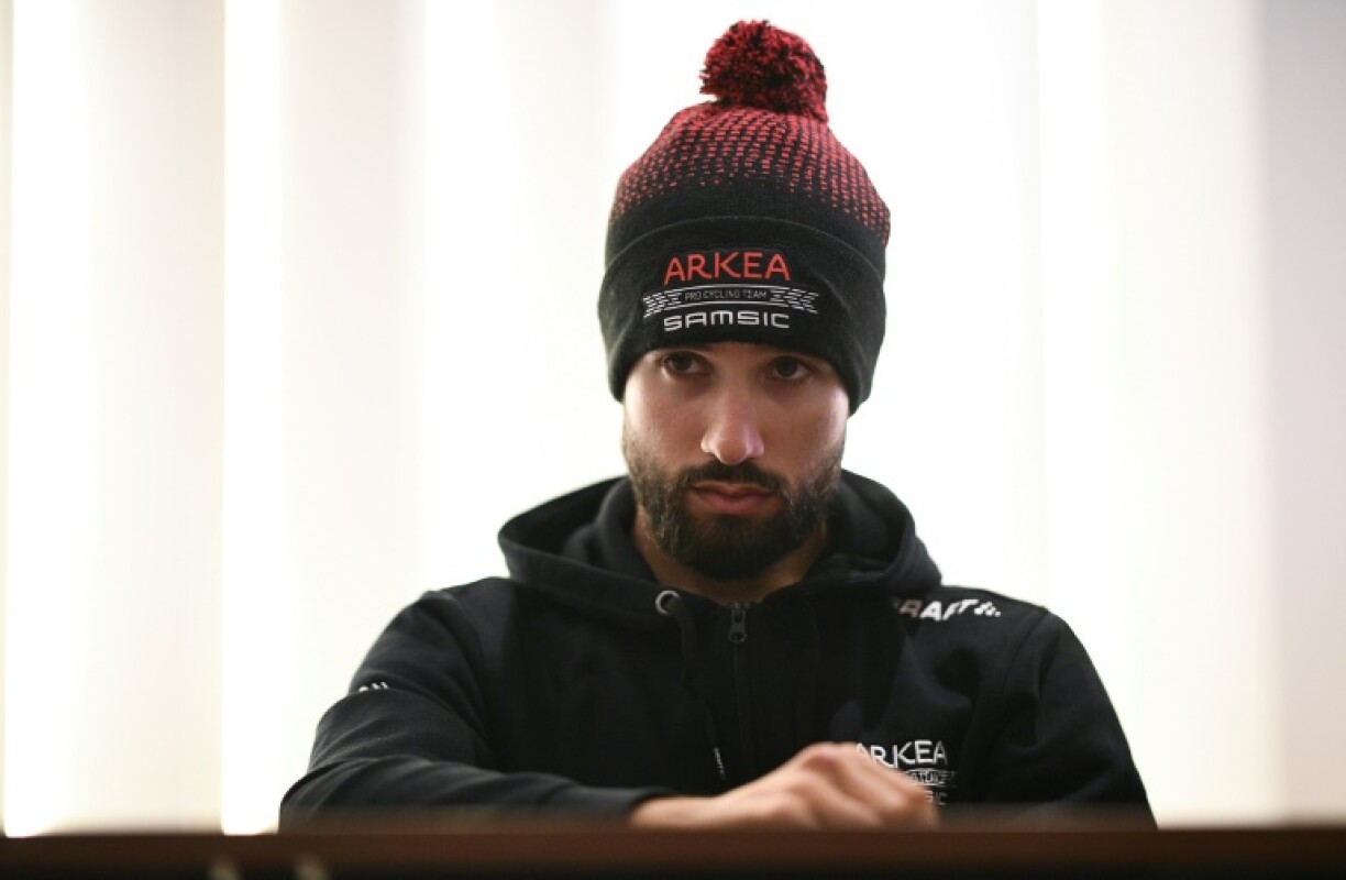 Nacer Bouhanni en conférence de presse à Ryad, le 3 février 2020 avant le départ du Tour d'Arabie saoudite.