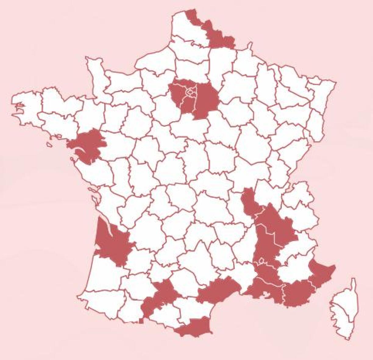 Les 21 départements où la circulation inter-files est autorisée... jusuq'au mois d'août.