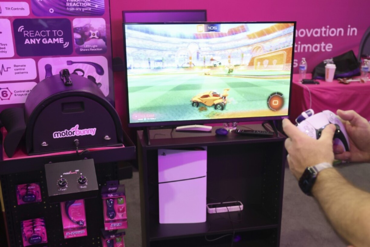 Motorbunny at CES in Las Vegas demonstrates a way to make both video game fanatics and their romantic partners happy - linking on-screen action to the intensity of sex toys
