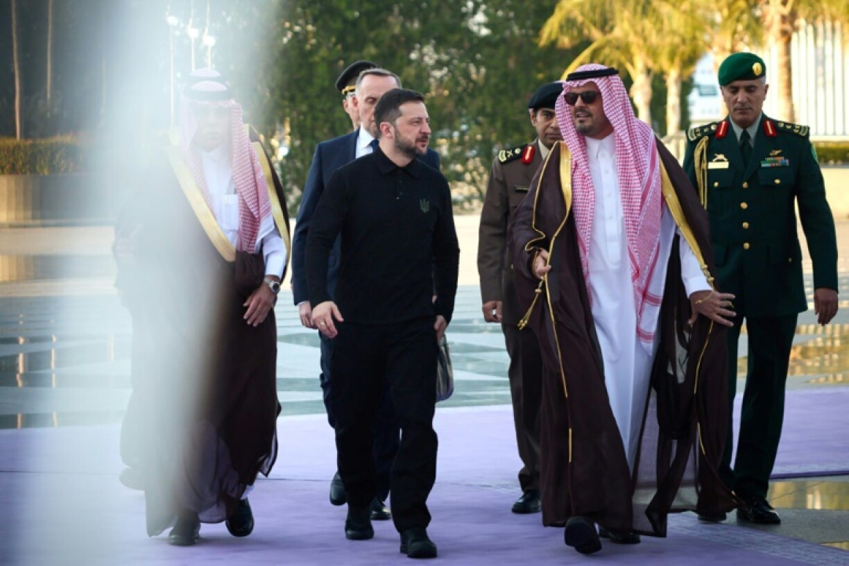 A photograph from the Ukrainian Presidential Press Service showing Zelenksy in Jeddah, though he was due to depart before talks began