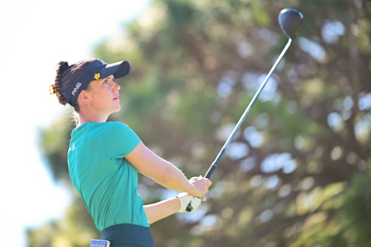 Sweden's Linn Grant eyes a shot on the way to the 54-hole lead in the LPGA Annika at Pelican golf tournament