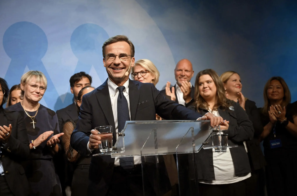 Ulf Kristersson, head of the Moderates. His right-wing bloc won 176 of 349 seats in Parliament.