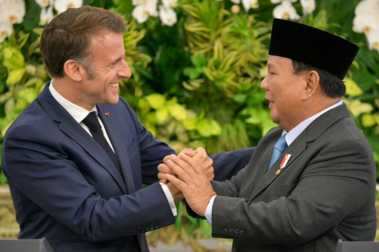 France's President Emmanuel Macron met Indonesian counterpart Prabowo Subianto for talks in Jakarta