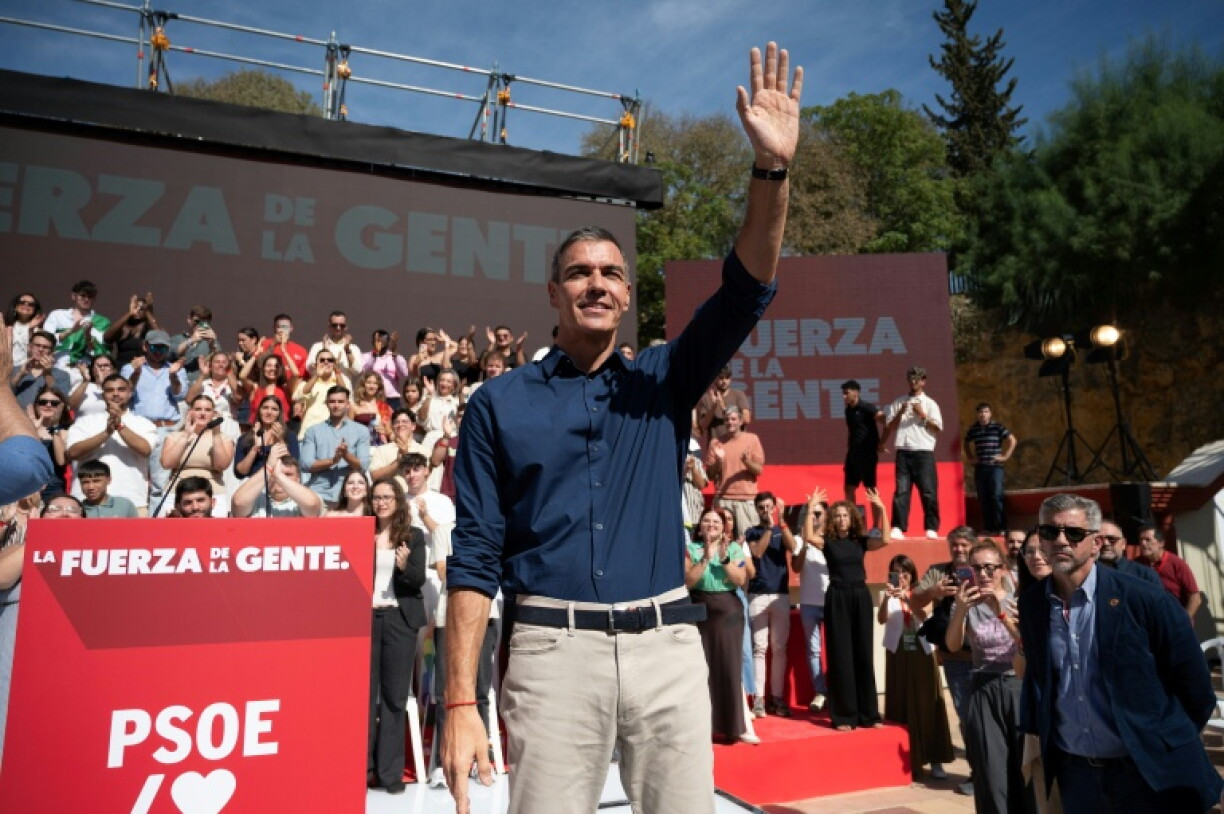 Spain's Prime Minister Pedro Sanchez rallied suupporters near Seville