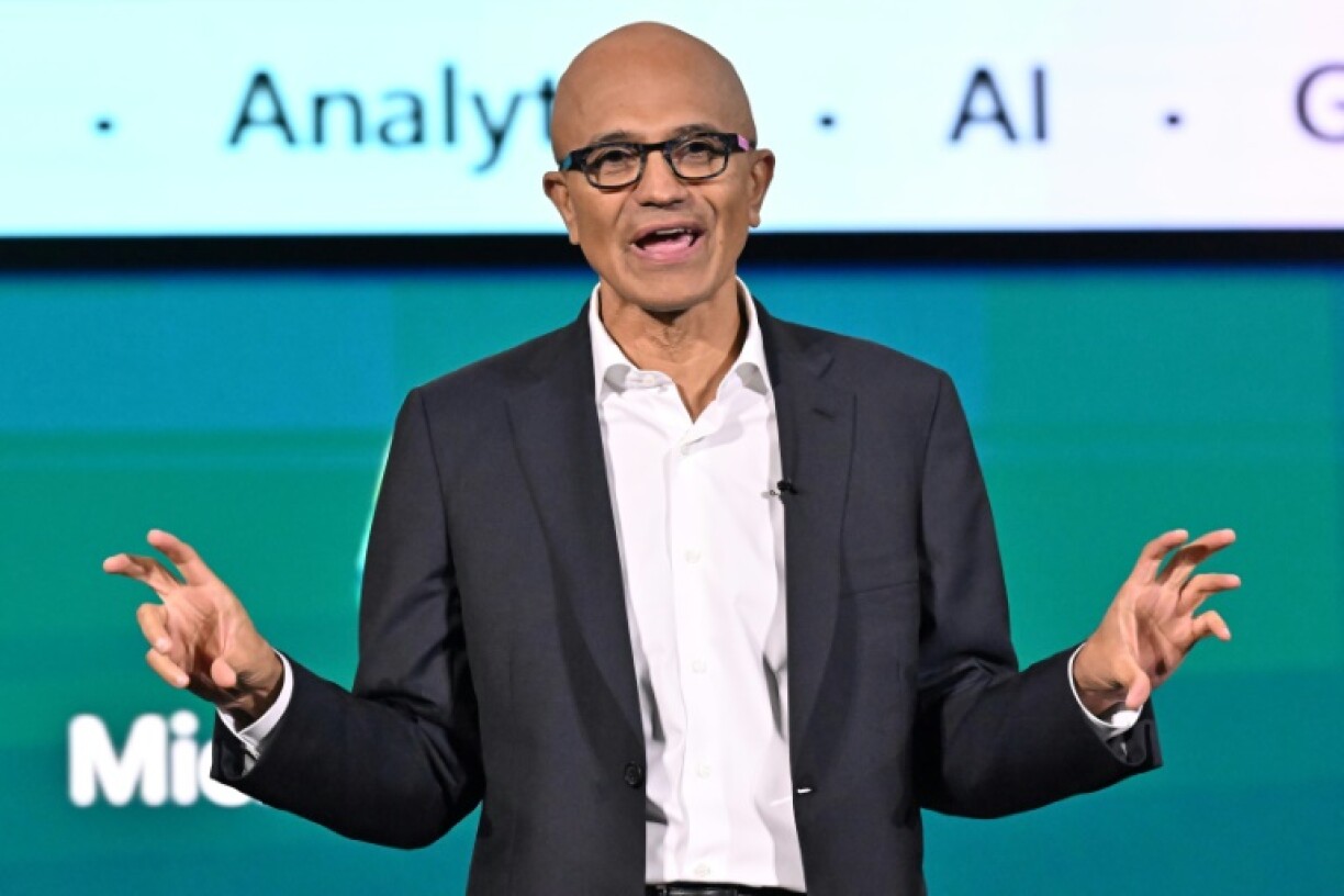 Microsoft CEO Satya Nadella speaks during a Microsoft AI event in Jakarta in April 2024