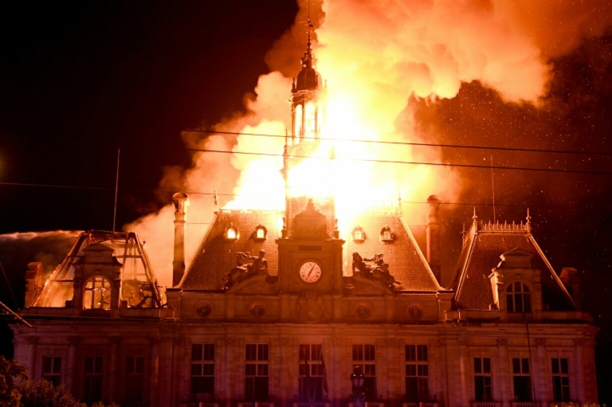 Security forces arrested a man over the burning down of a historic town hall in the central city of Limoges