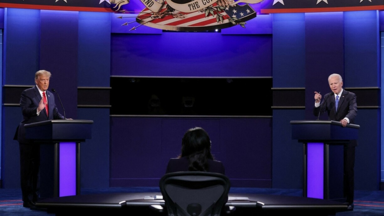 E Face-a-Face tëscht dem Joe Biden an dem Donald Trump am Kader vum Walkampf virun den US-Presidentiellen am Joer 2020.
