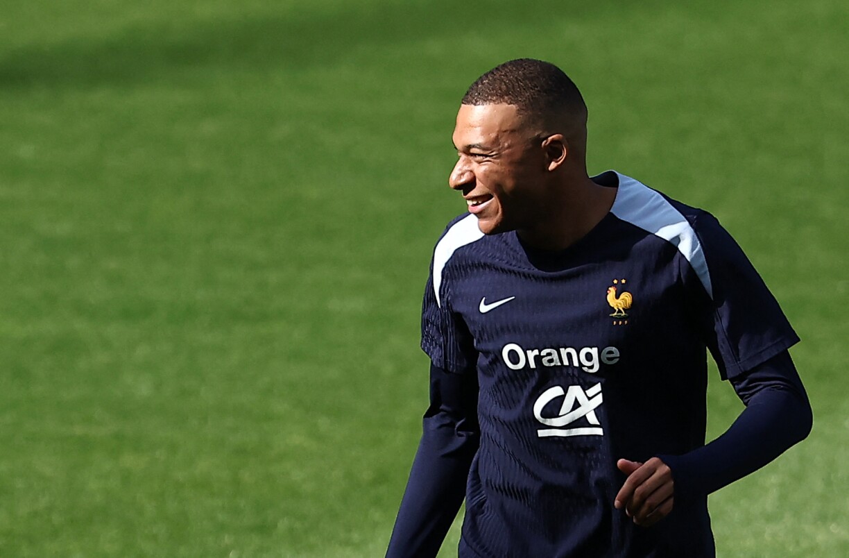 Mbappé lors de l'entrainement avec les Bleus, ce mardi.