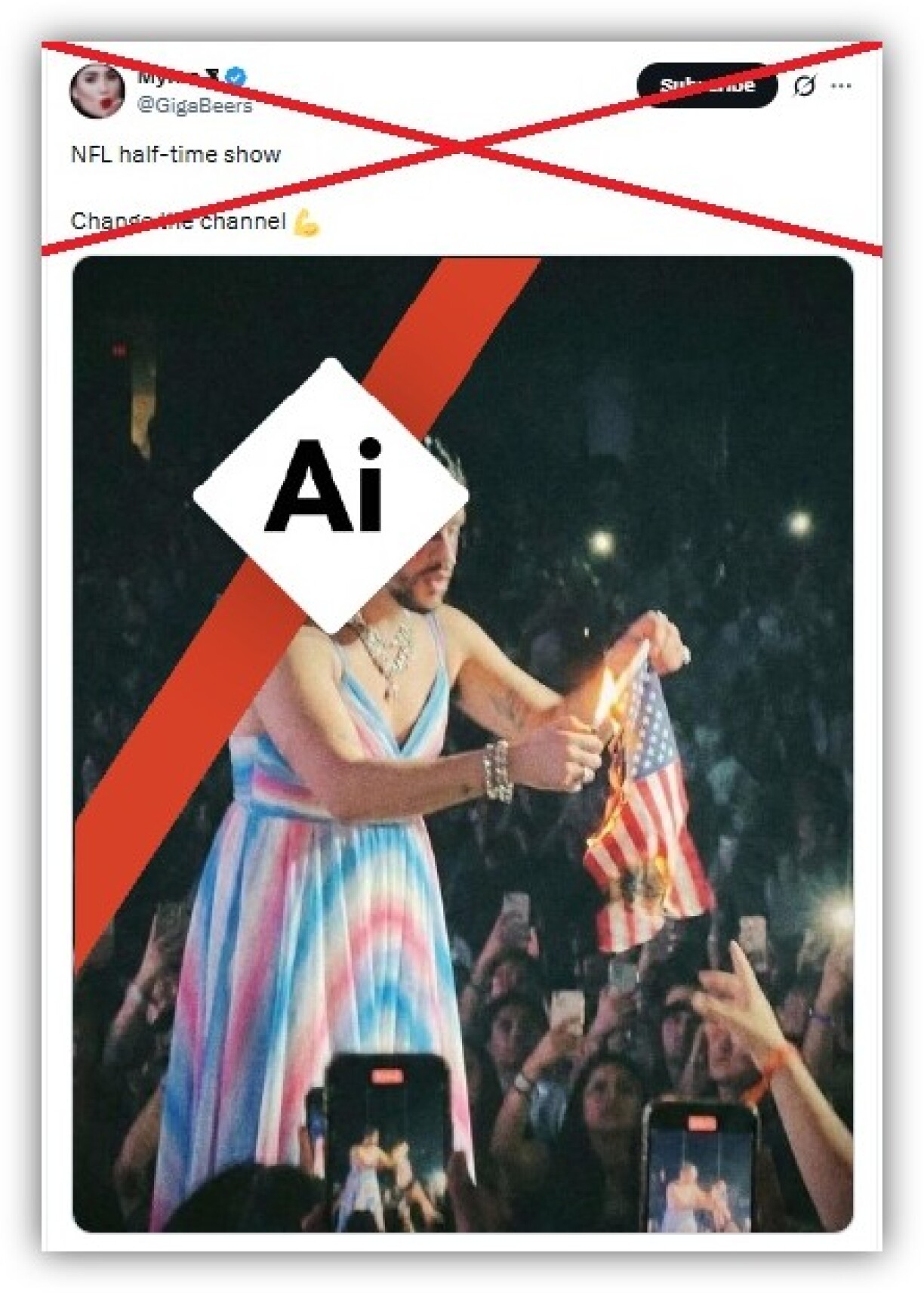 Screenshot vun engem X-Bäitrag, geholl den 9. Februar 2026, AFP huet AI-Symbol bäigesat