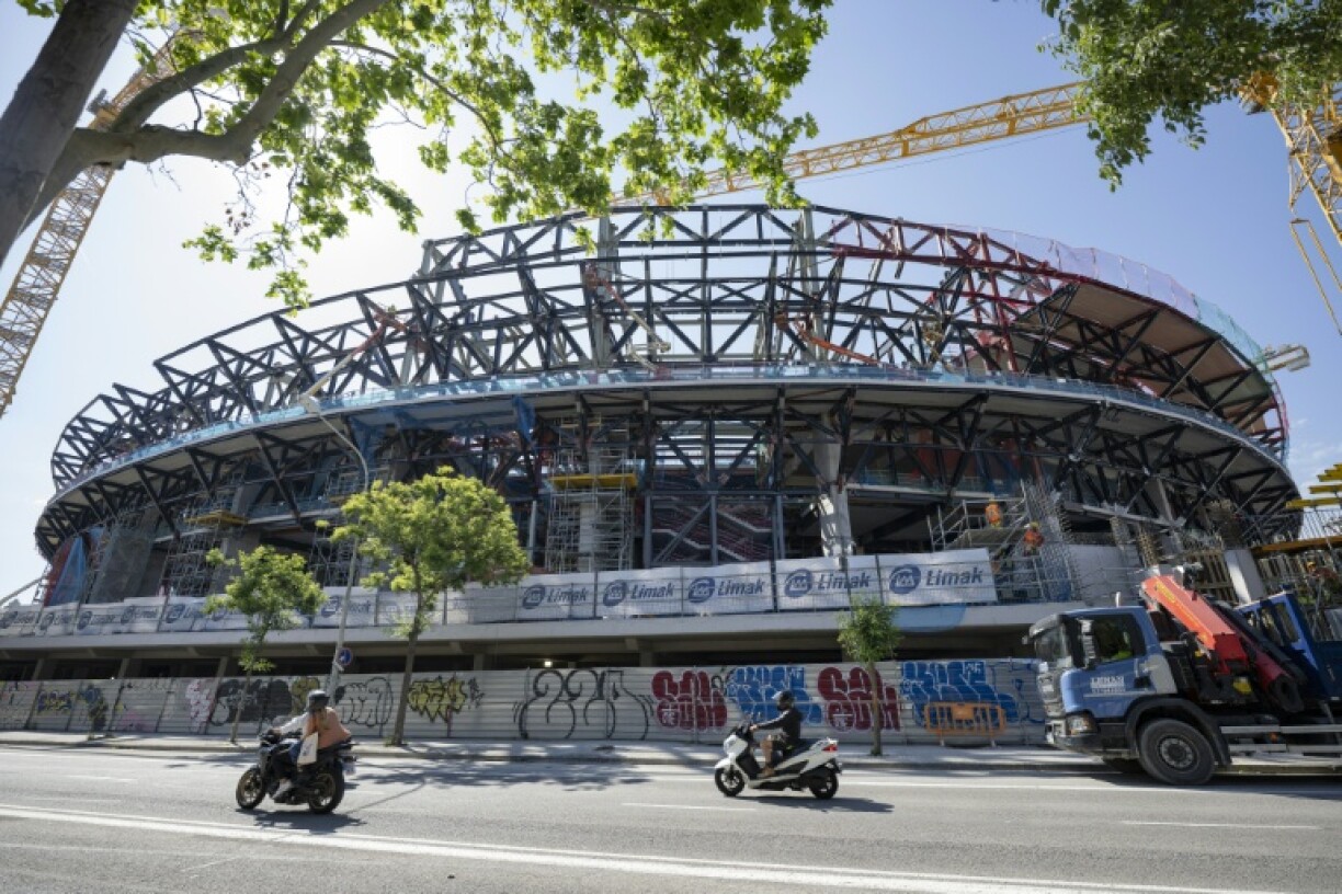A general view shows the construction site of the Camp Nou Stadium in Barcelona on May 23, 2025