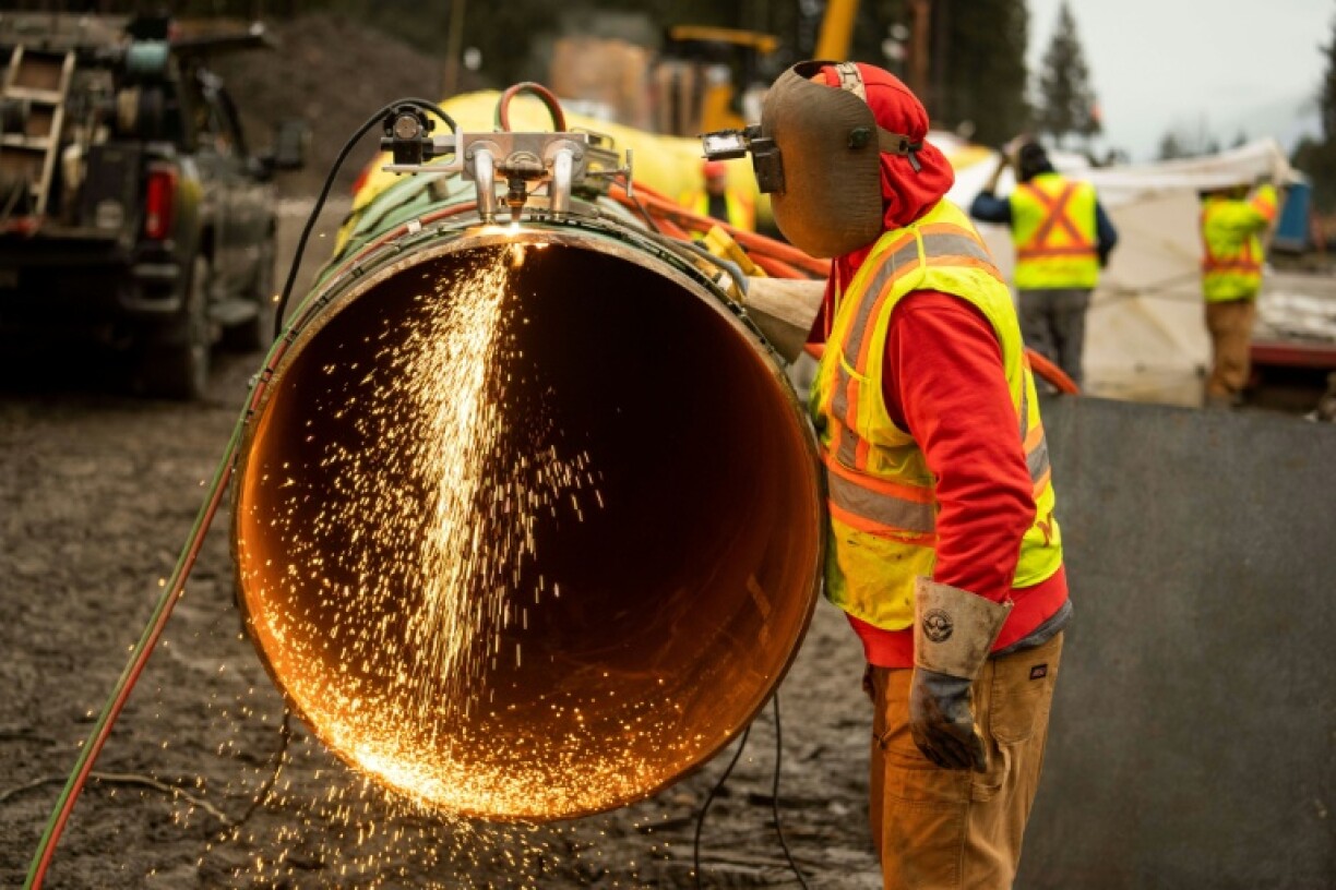 A piece of Canada's existing Trans Mountain pipeline, in British Columbia province