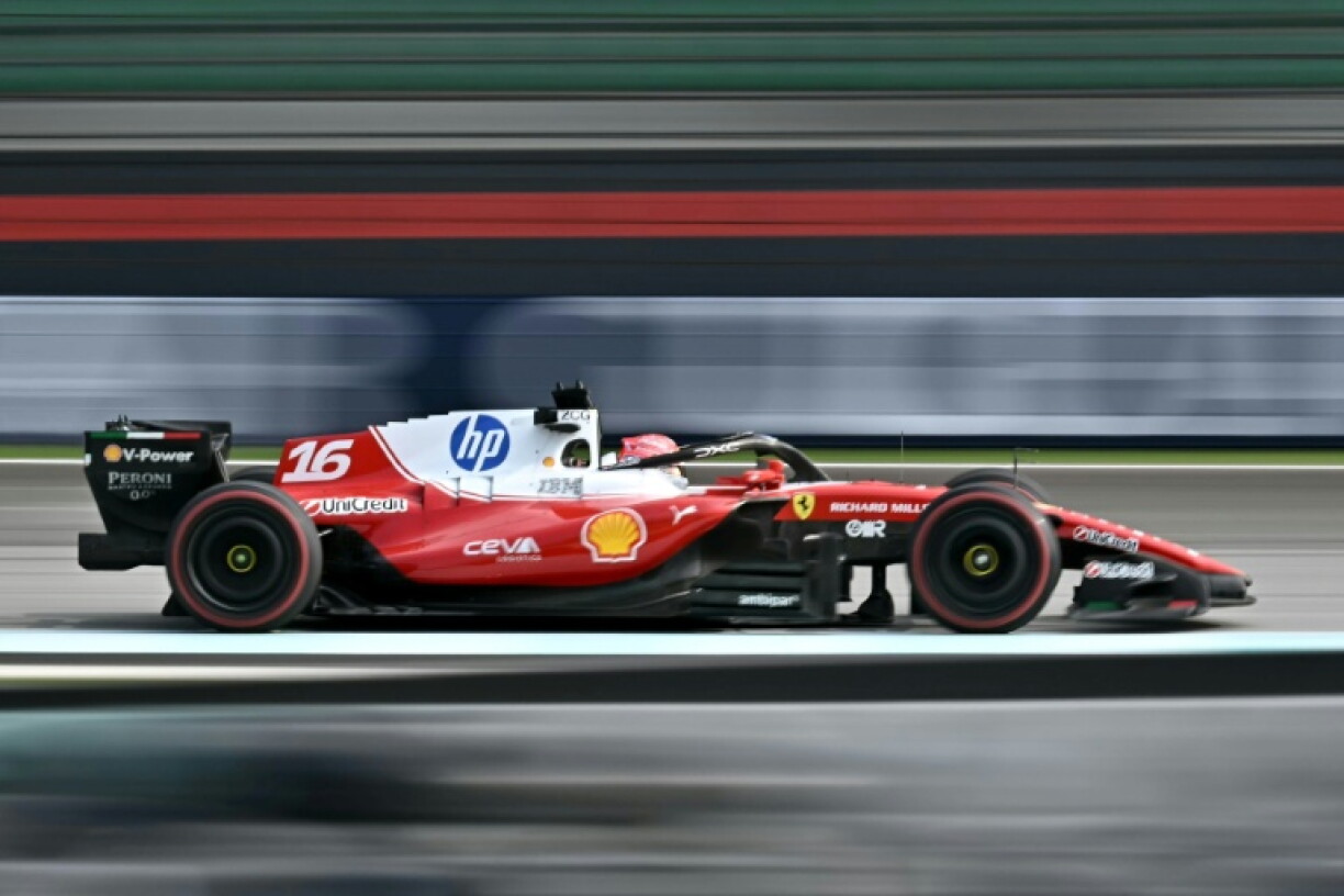 Ferrari's Leclerc during the second practice session in Sepang