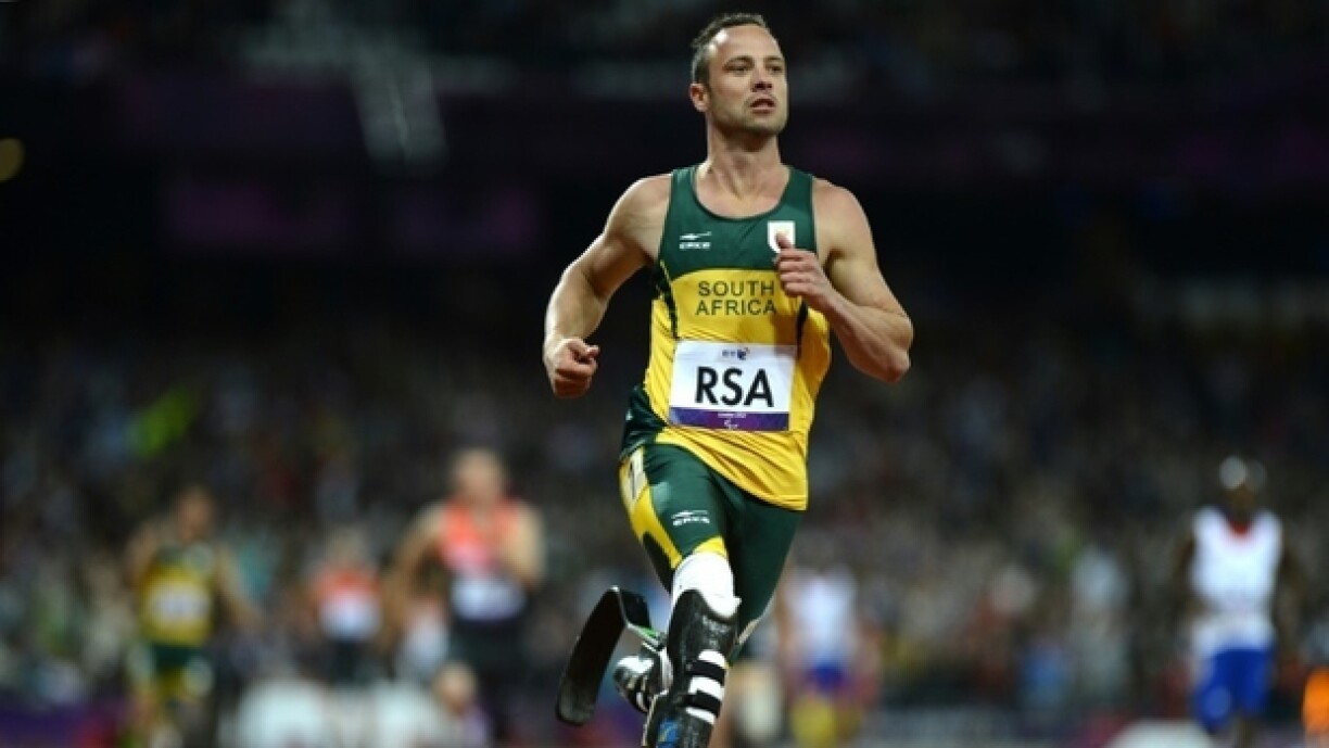 L'athlète sud-africain Oscar Pistorius lors d'une course aux Jeux paralympiques de Londres, à Londres, le 5 septembre 2012