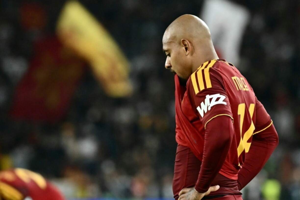 Roma's Donyell Malen after his side's 4-3 defeat to Real Madrid in Rome
