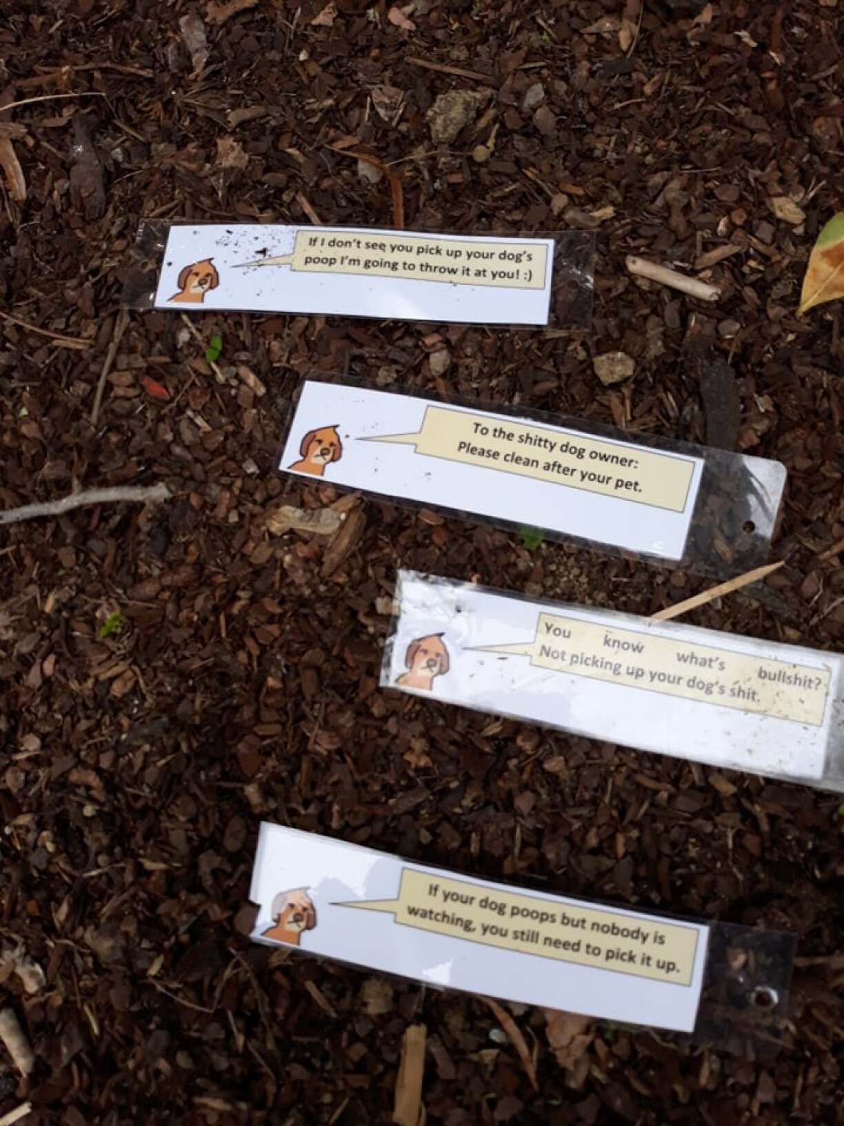 Some of the tags left in Strassen in December 2019.