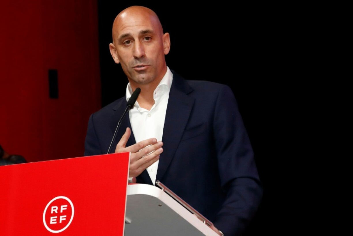 Luis Rubiales lors d'une assemblée générale de la Fédération espagnole de football, le 25 août 2023 à Madrid