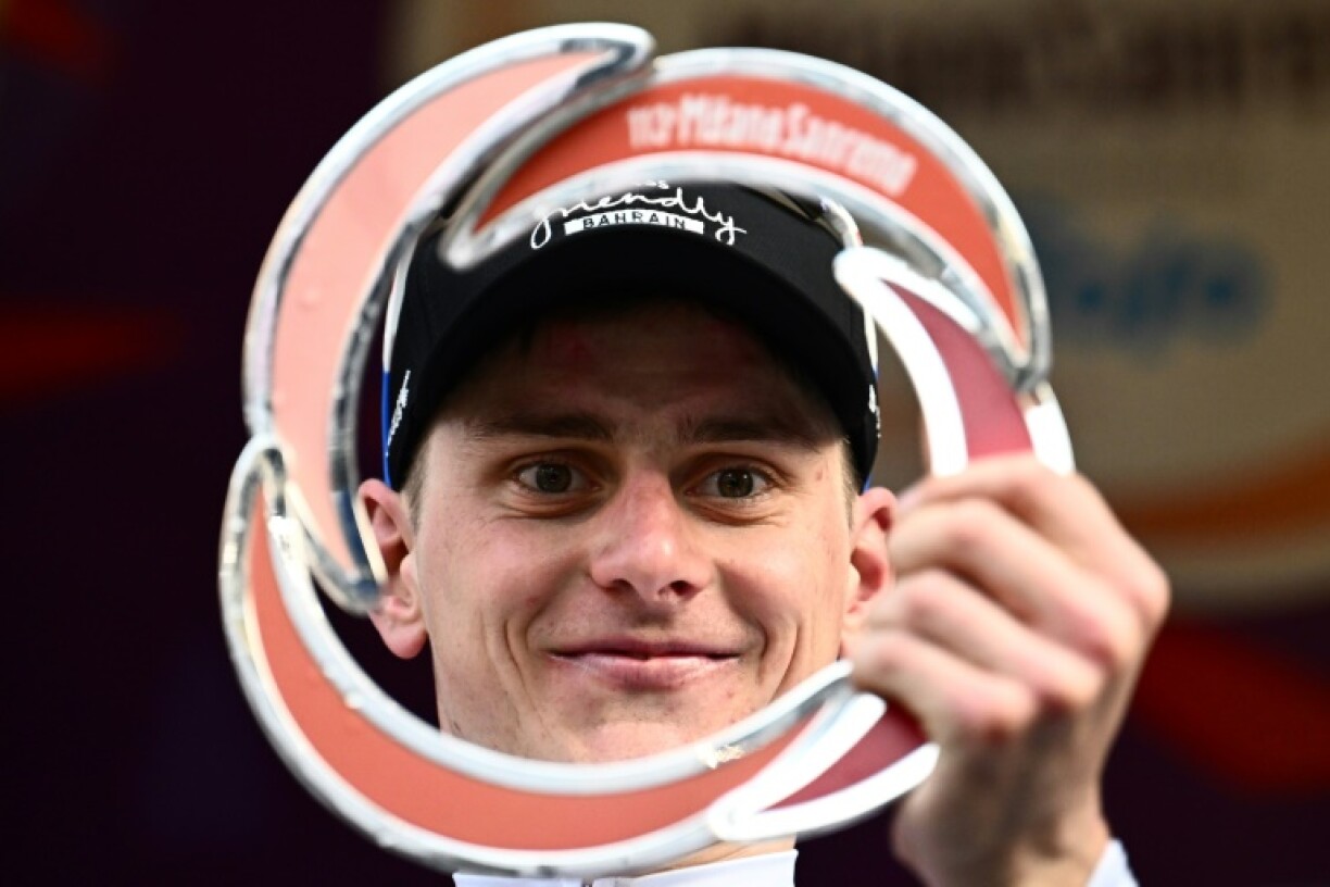 Le Slovène Matej Mohoric, victorieux de la dernière édition de Milan Sanremo, le 19 mars 2022