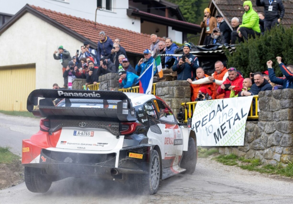La Toyota du Français Sébastien Ogier, lors du Rallye de Croatie, le 21 avril 2023